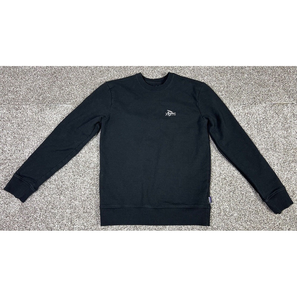 Patagonia Uprisal Sweatshirt Men's Small Black Crew Neck Flying Fish 39542